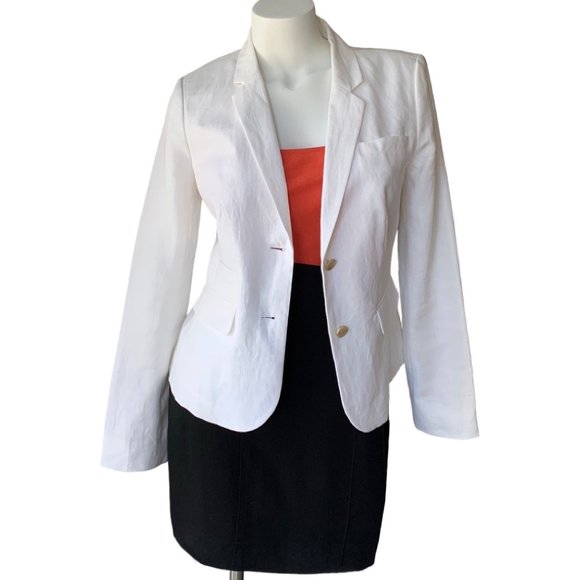 _ Banana Republic Vintage White Linen Tailored Suit Blazer - size 6 - Picture 2 of 12